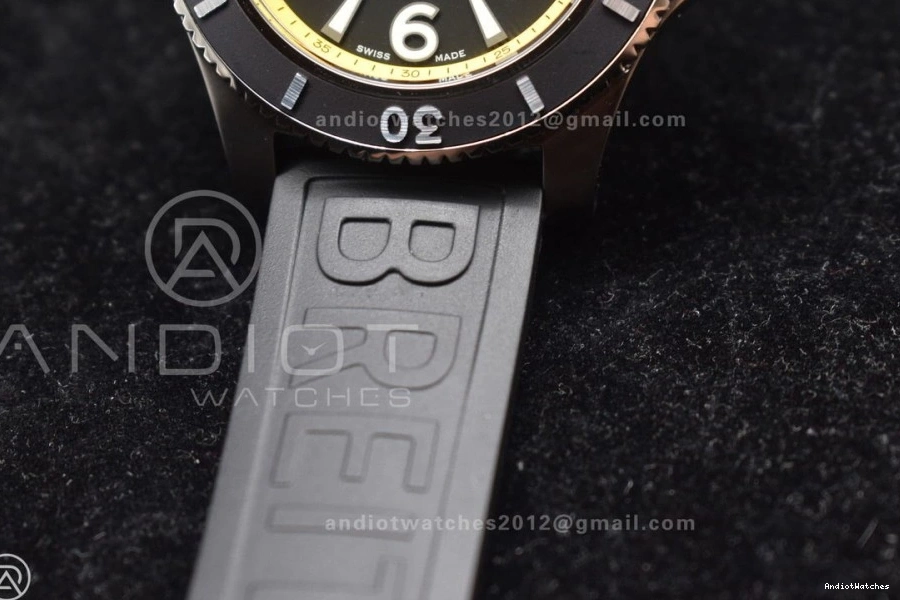 1:1 Rehaut Rubber Bezel Strap TF Best Edition with On Yellow Casual Black and Automatic Superocean 471 A Dial Black 44 1117